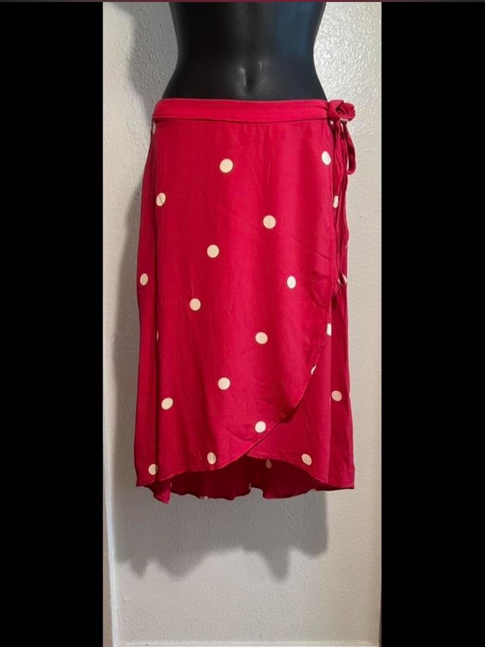 Ann Taylor LOFT Red Polka Dot Wrap Skirt